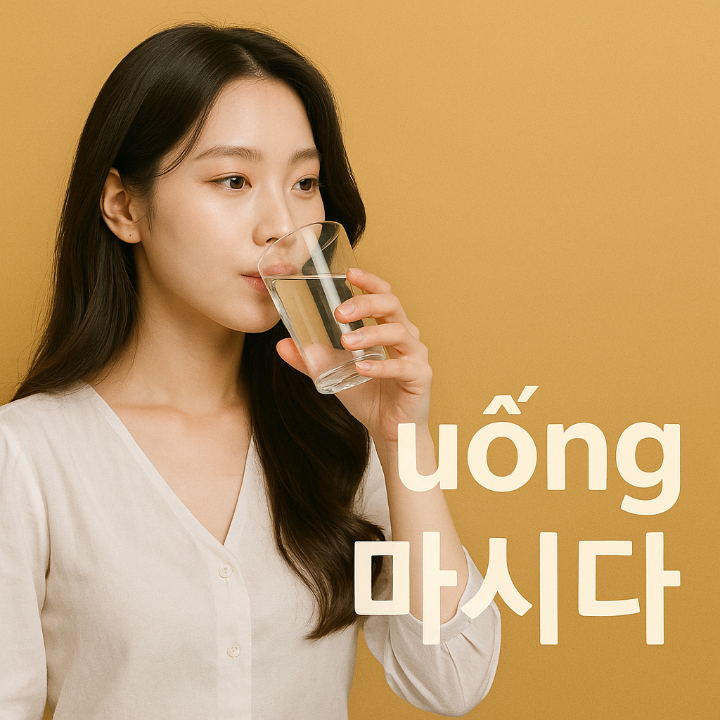 Cô ấy uống nước mỗi ngày. - 그녀는 매일 물을 마신다. 베트남어 회화