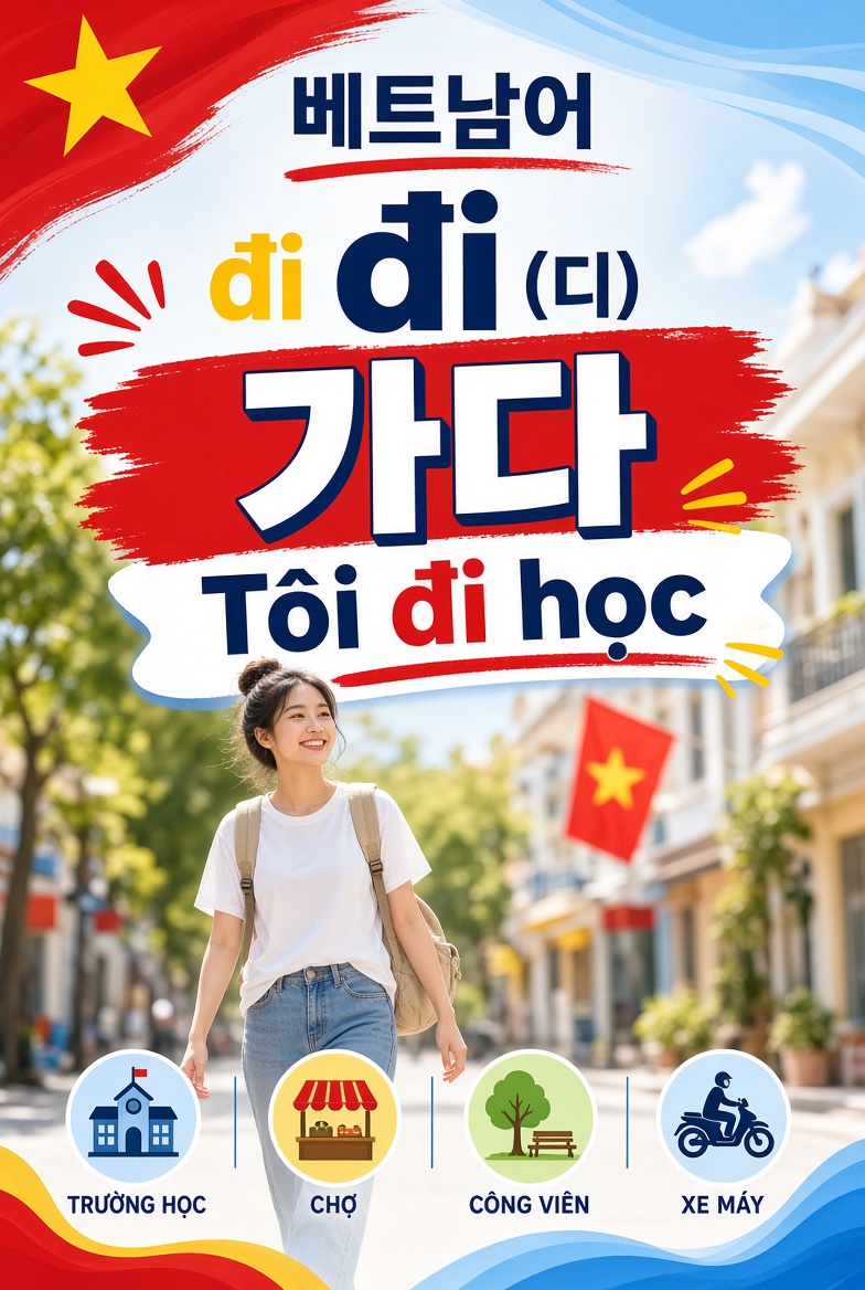 베트남어 동사 đi(디) 배우기 | 나는 ~에 가요 초보 쉬운 10문장