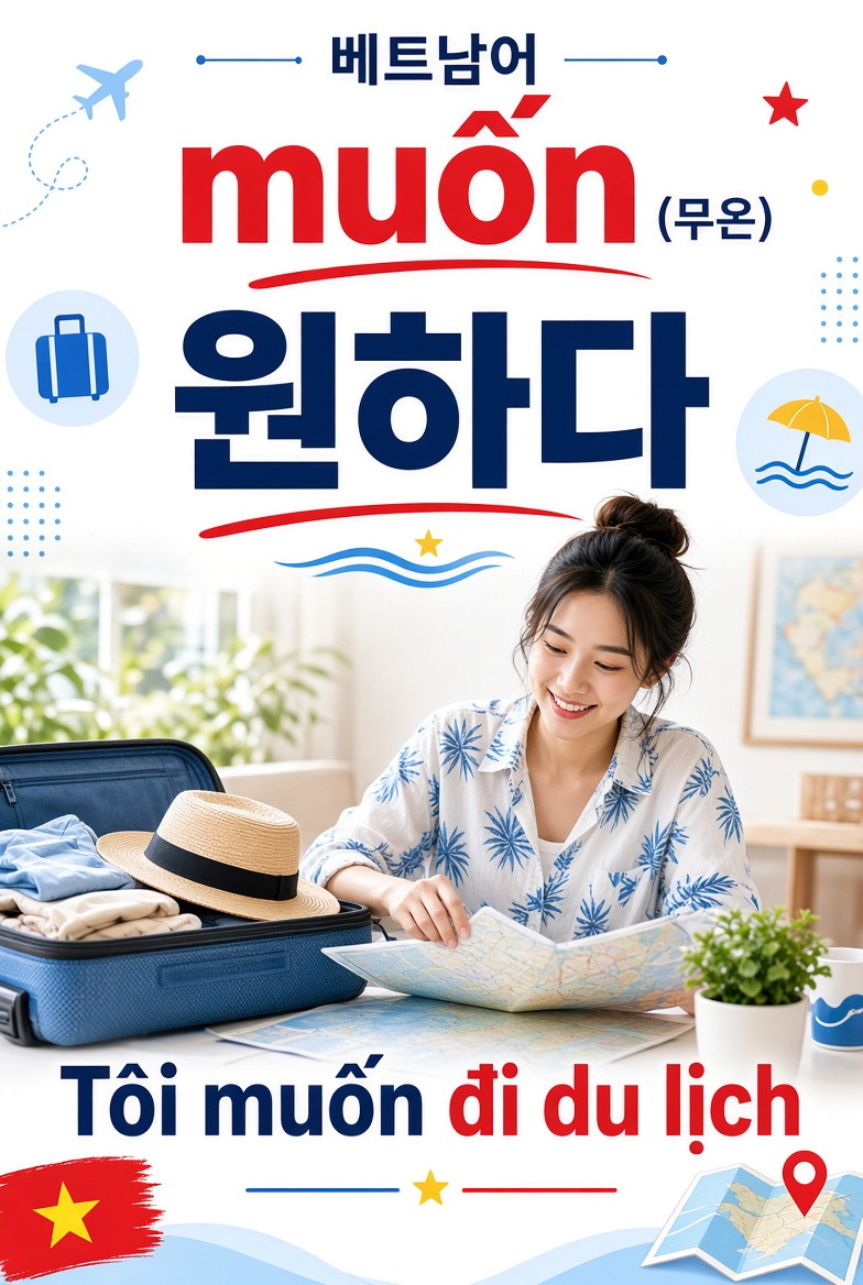 베트남어 muốn(무온) 배우기 | 나는 ~하고 싶어요 초보 쉬운 10문장